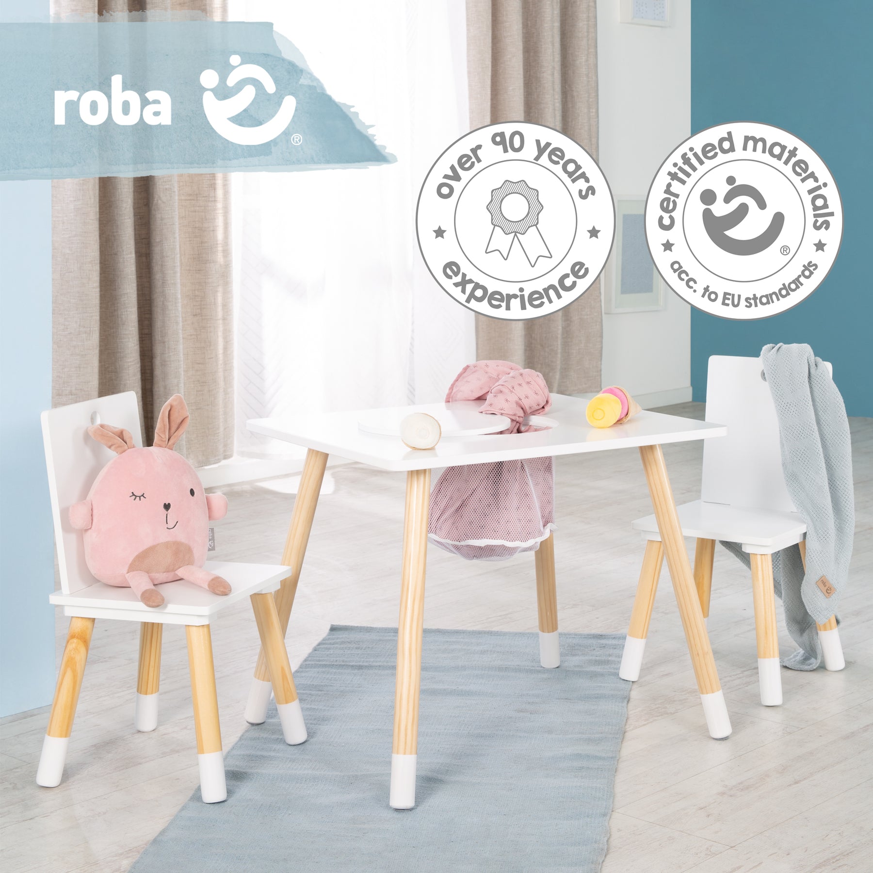 Set GmbH aus – Kinderstühlen Kindermöbel kidtini 2 Kindersitzgruppe, & 1 Holz, Tisch,